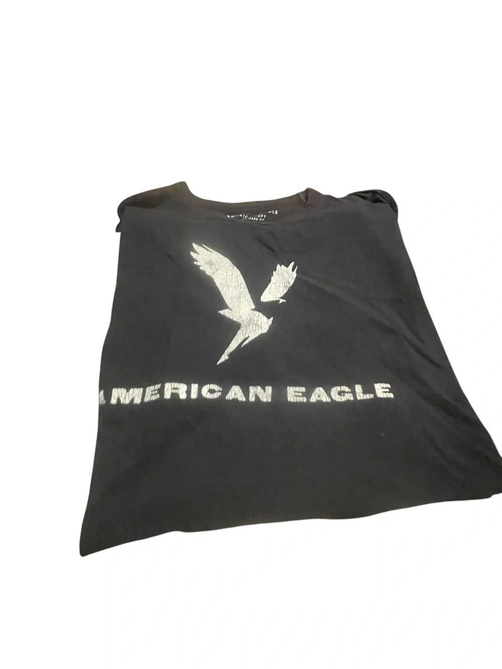 American Eagle Black Graphic Logo Tee size small like new see pics